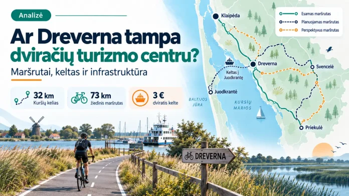 Drevernos dviračių turizmo maršrutų, kelto ir infrastruktūros analizės iliustracija